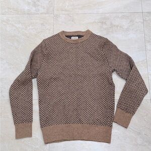 J. Crew Rugged Merino Wool Bird’s tweed dots Eye Sweater in Tan/gray Size XS/S